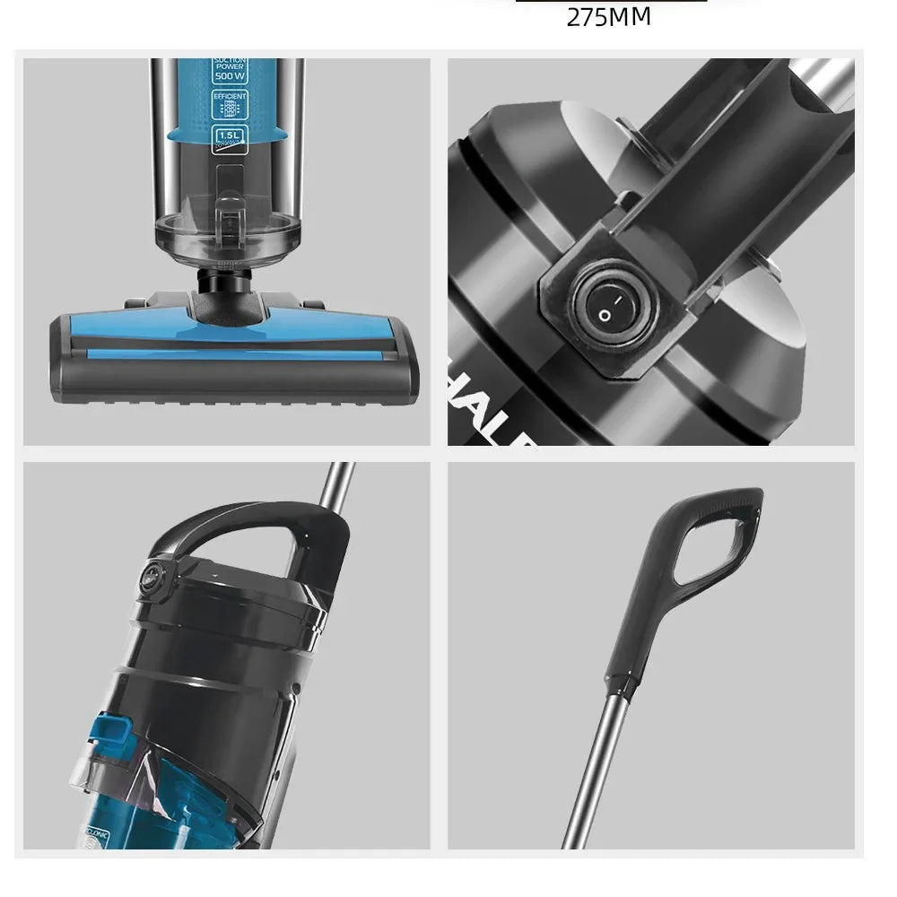 Aspirator Vertical HALEY® HY-1920, 1500W, 6.0m Rază de Acțiune, 2.0L Recipient de Praf Ușor de Golit, Tehnologie Ciclonică, Sistem de Filtrare Multi-HEPA, Plasare Verticală